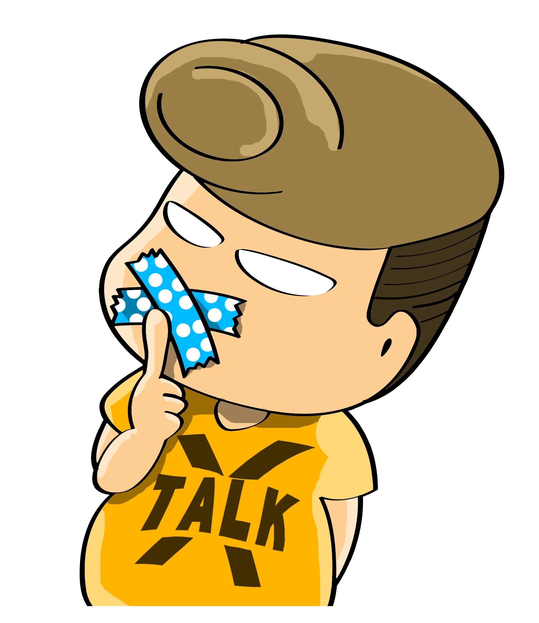 FYTBET maskot Ah Fu mulut diplester jari di bibir X TALK diam — 富易堂 stiker WeChat