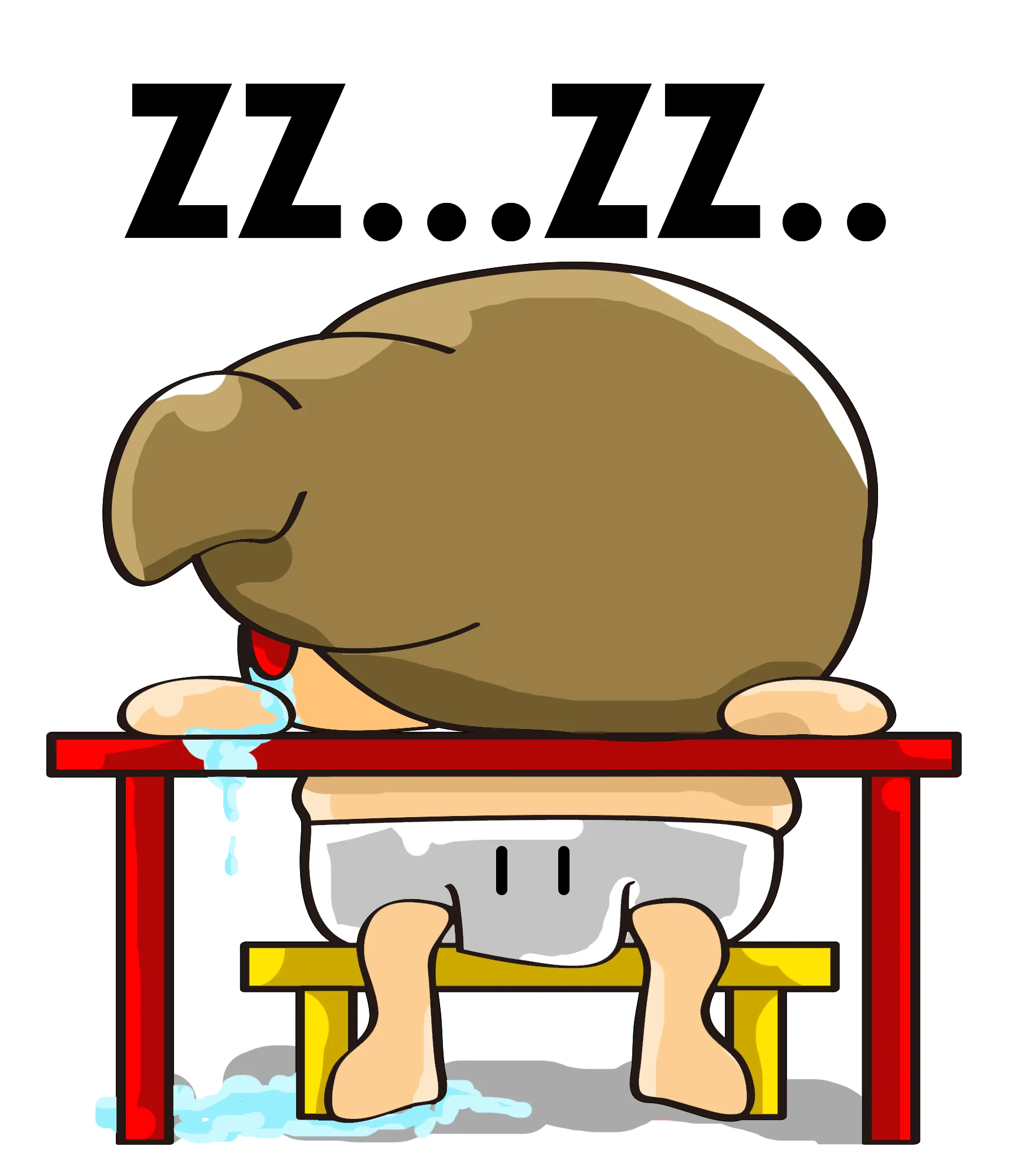 FYTBET maskot Ah Fu telungkup di meja ngiler tertidur ZZ — 富易堂 stiker WeChat