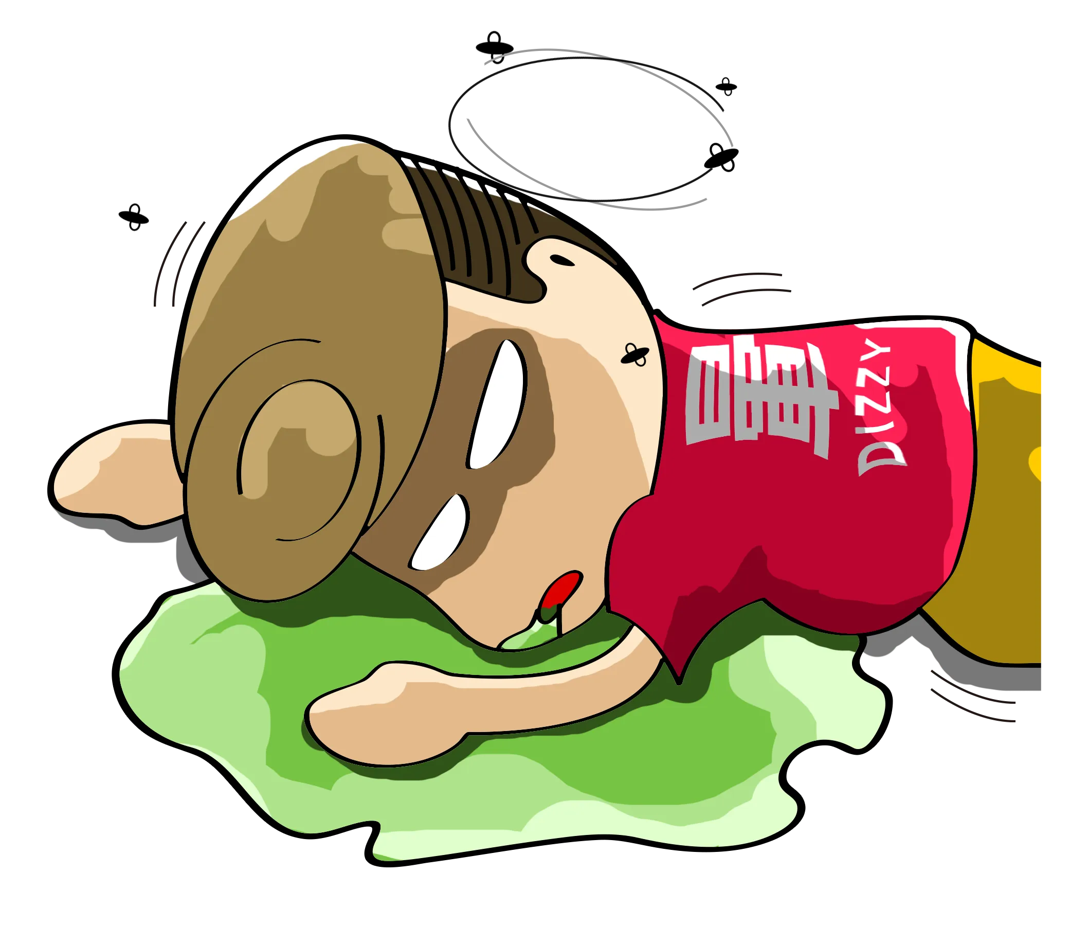 FYTBET maskot Ah Fu terkapar lalat terbang Dizzy pingsan — 富易堂 stiker WeChat