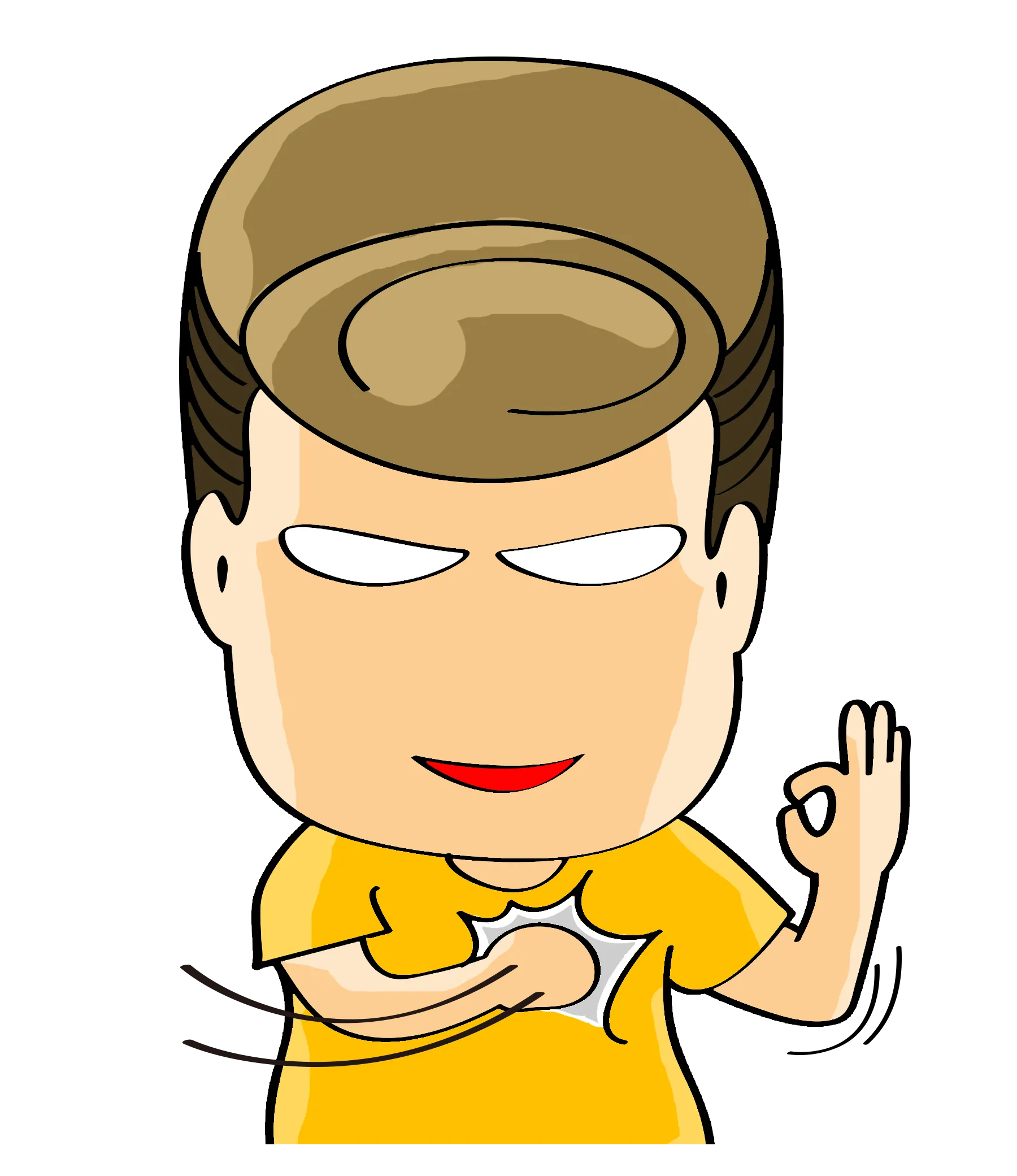 FYTBET maskot Ah Fu polo kuning tangan OK senyum tenang — 富易堂 stiker WeChat