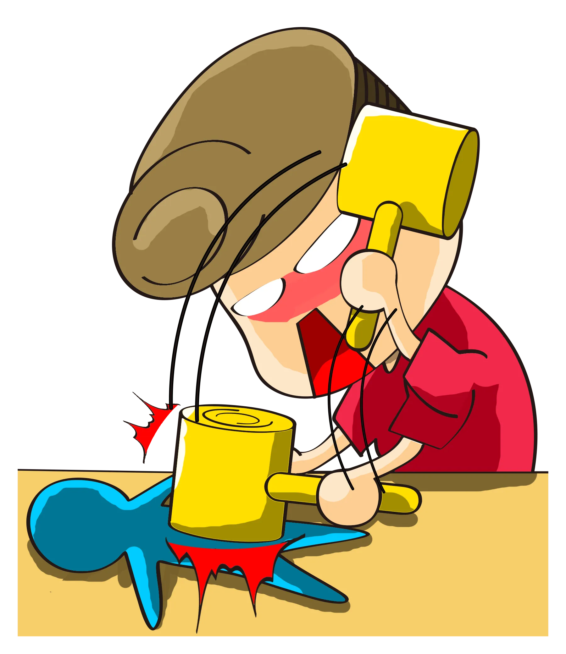 FYTBET maskot Ah Fu muka merah pukul palu di meja marah — 富易堂 stiker WeChat