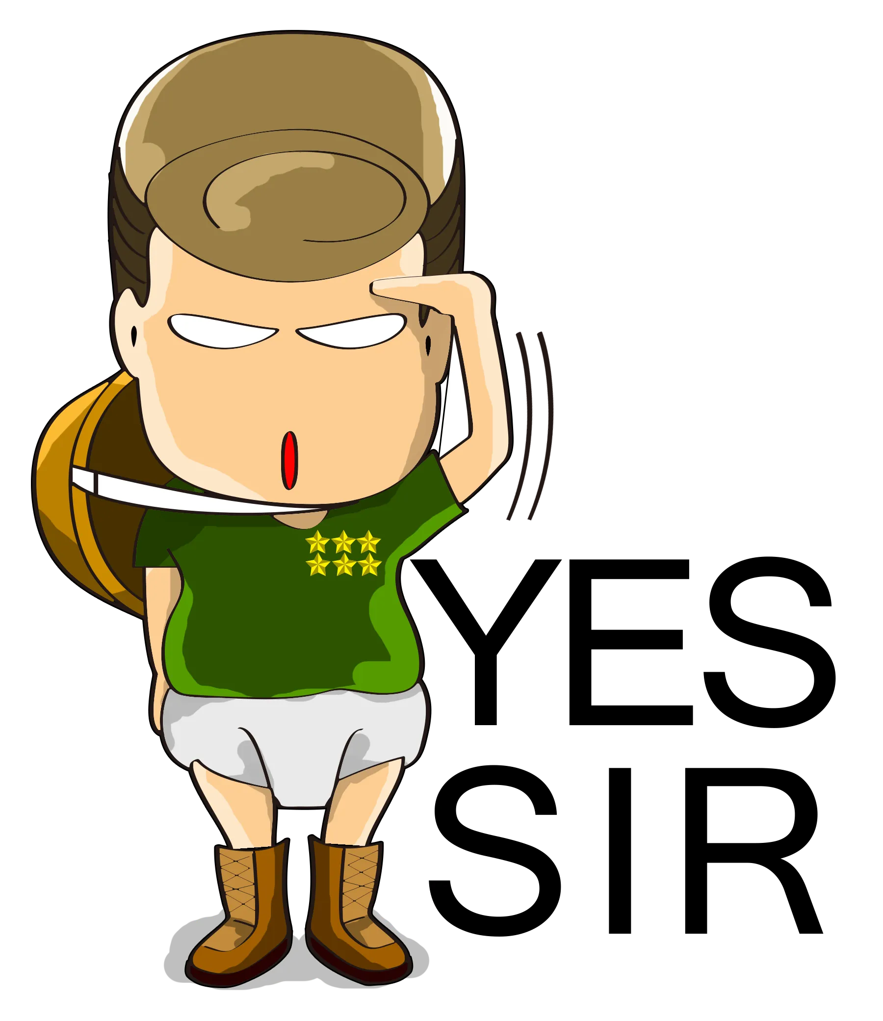 FYTBET maskot Ah Fu seragam militer hormat YES SIR — 富易堂 stiker WeChat