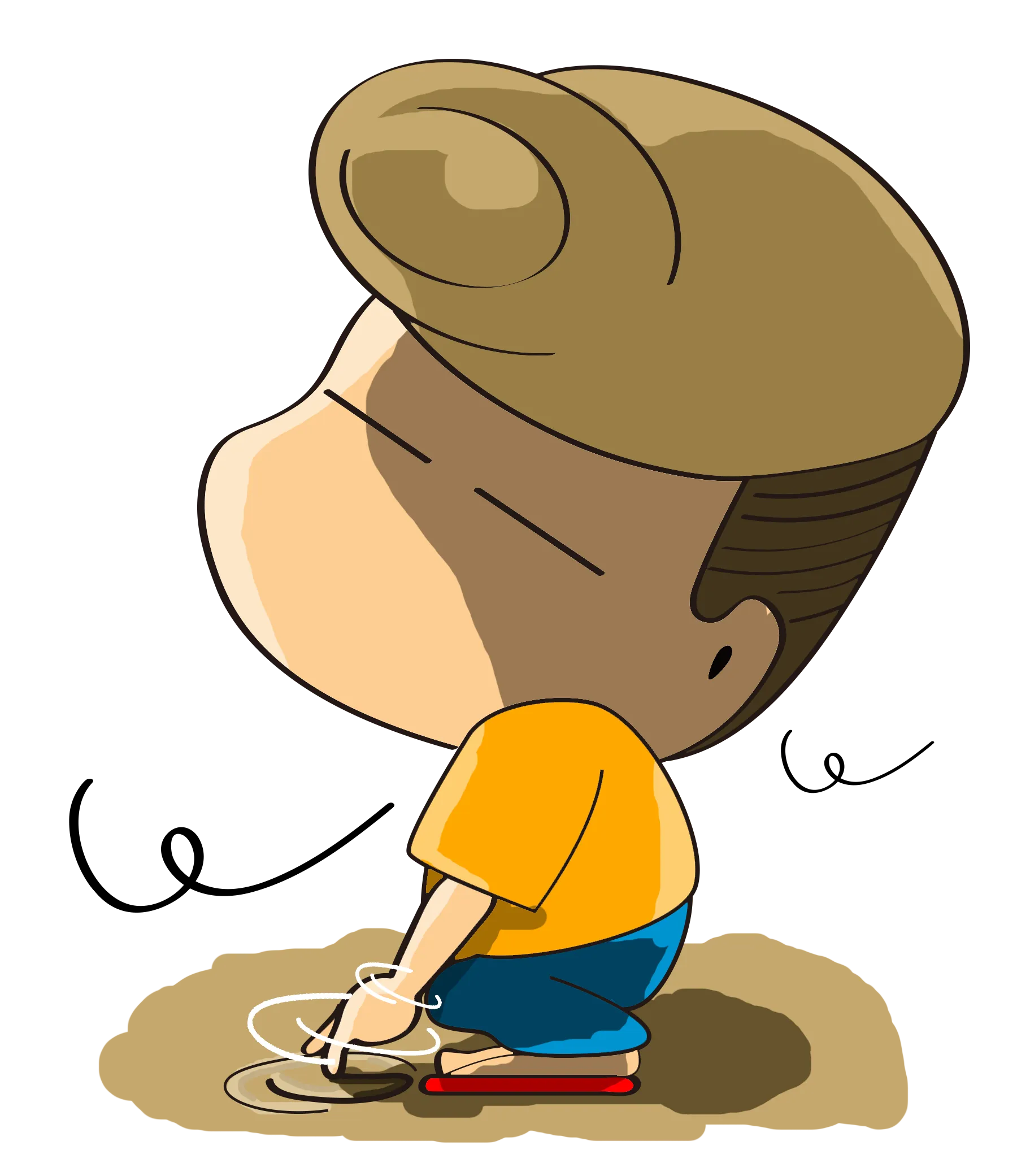 FYTBET maskot Ah Fu jongkok gambar lingkaran di tanah murung — 富易堂 stiker WeChat