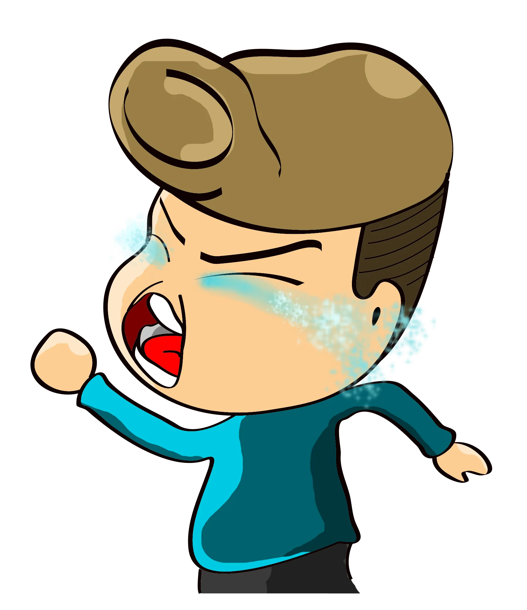 FYTBET maskot Ah Fu bersin kencang sweater hijau air mata muncrat — 富易堂 stiker WeChat