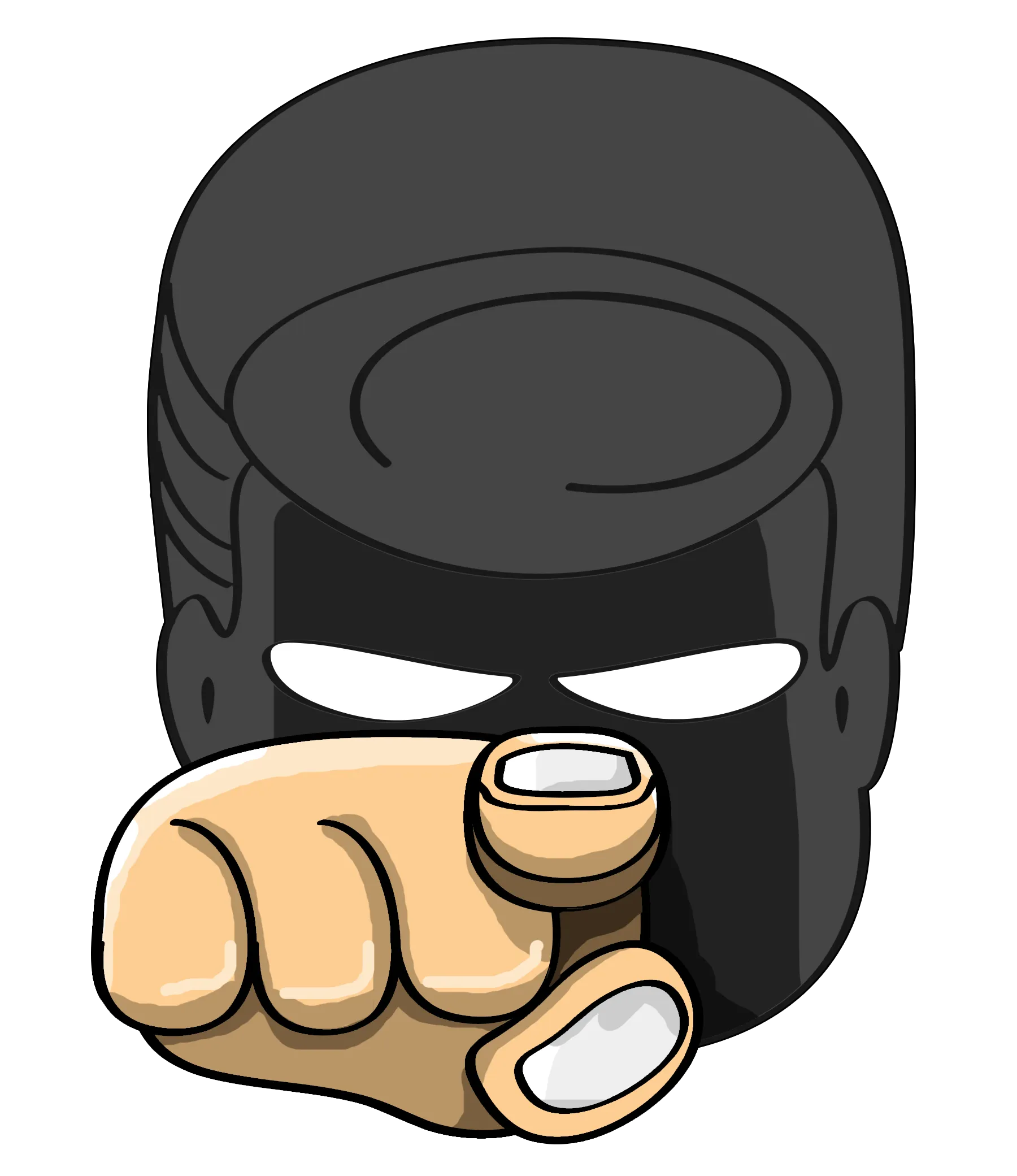 FYTBET maskot Ah Fu topeng hitam tunjuk jari ke penonton misterius — 富易堂 stiker WeChat