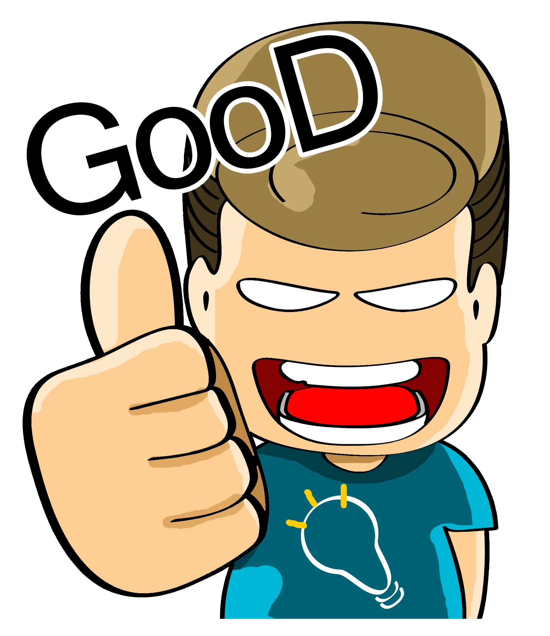 FYTBET maskot Ah Fu jempol terangkat tertawa GOOD — 富易堂 stiker WeChat