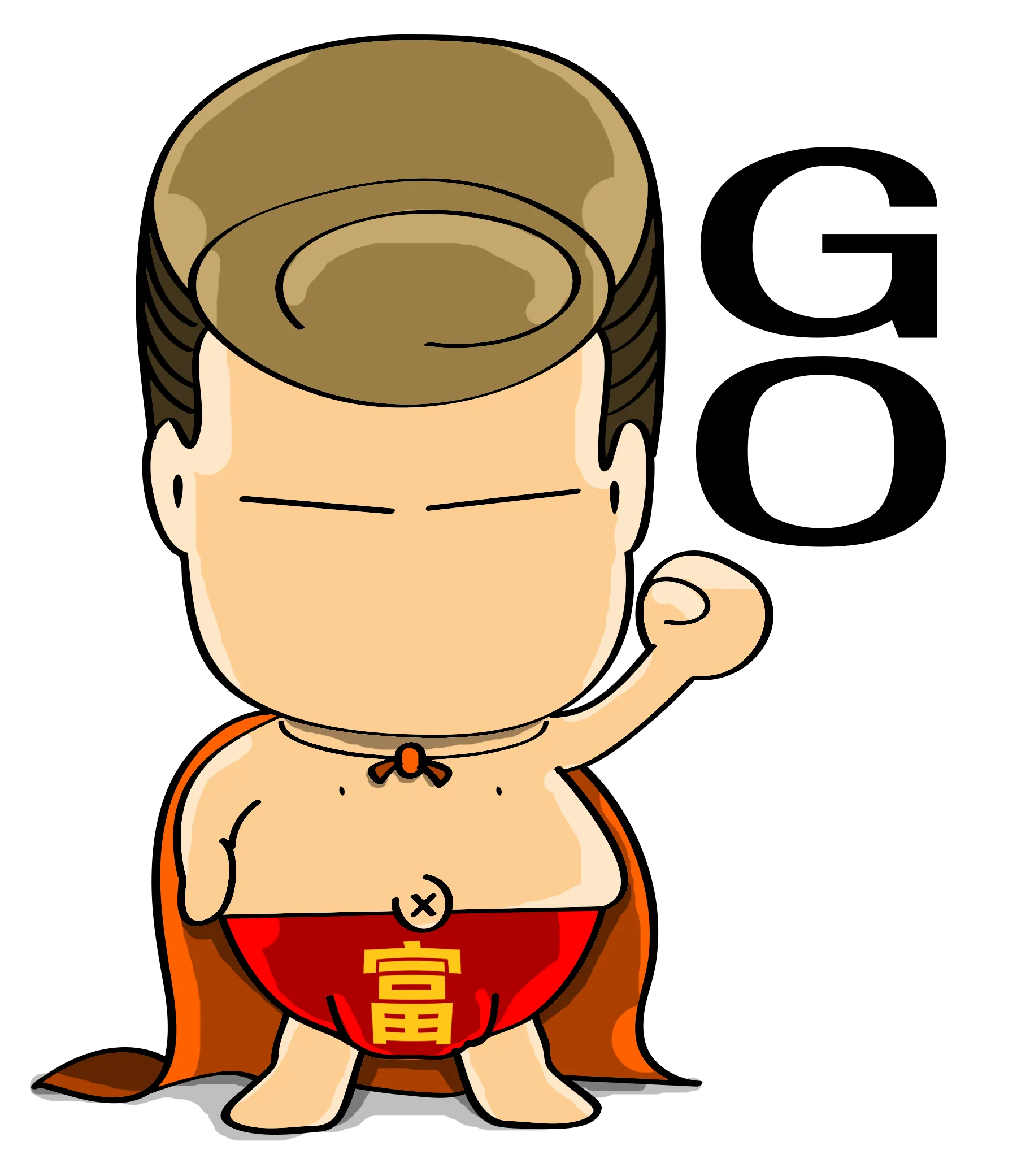 FYTBET maskot Ah Fu superman berjubah tinju terangkat GO — 富易堂 stiker WeChat