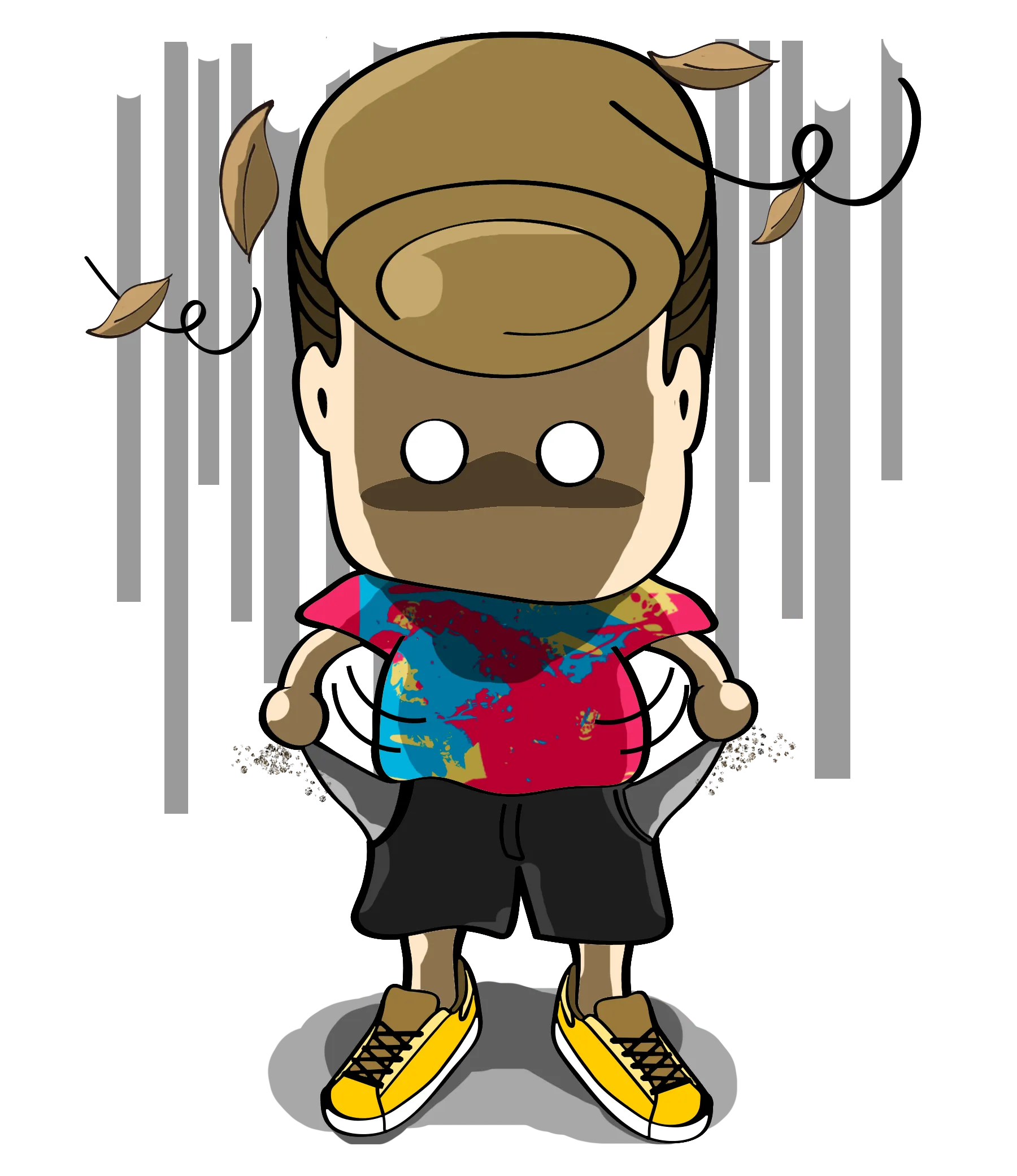 FYTBET maskot Ah Fu balik saku kosong daun jatuh bokek — 富易堂 stiker WeChat